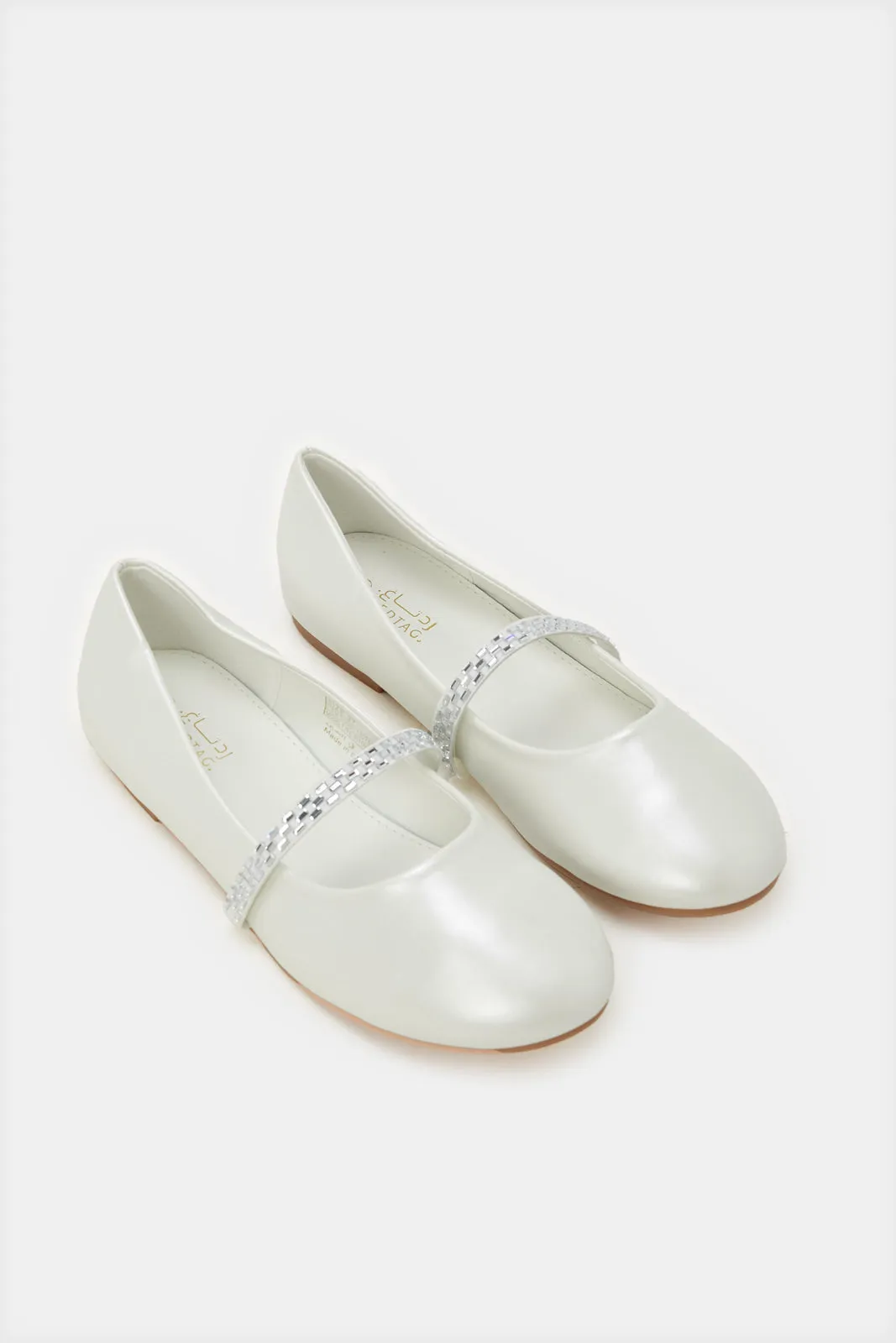 Senior Girls White Embellished Ballerina