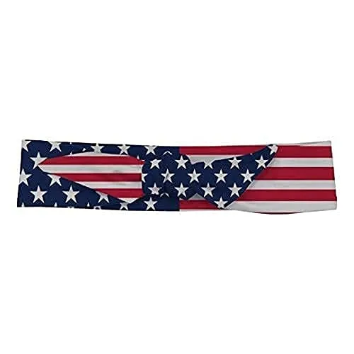 Shimmer Anna Shine Red White and Blue Patriotic American Flag Tie Headband USA (Red White and Blue Stars and Stripes)