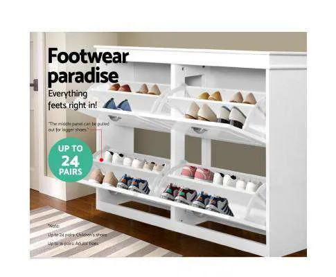 Shoe Cabinet Shoes Storage Rack Organiser White Shelf Drawer Cupboard 24 Pairs