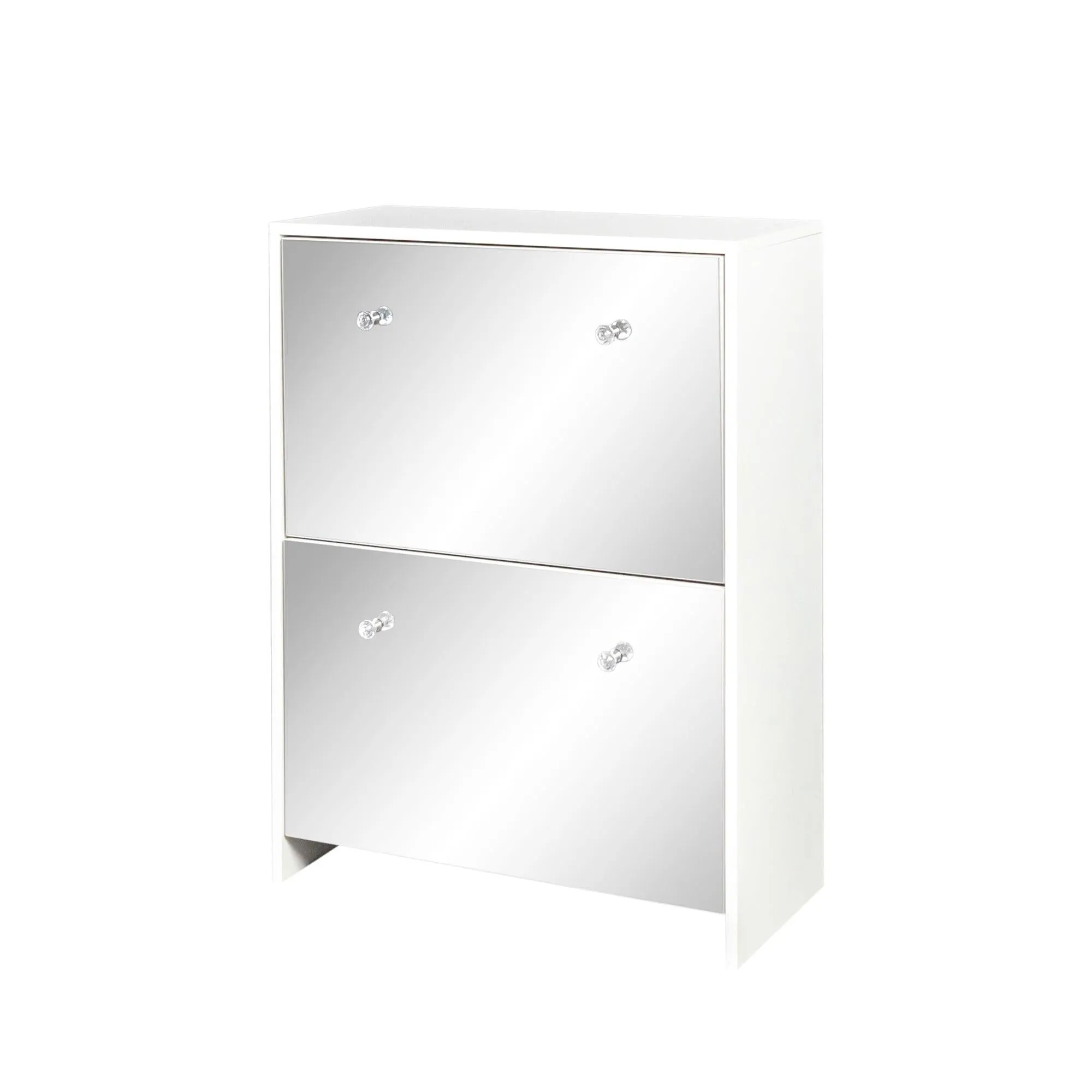 Shoe Cabinet with mirror, 2-TiersShoeStorage Cabinet with Doors for Entryway