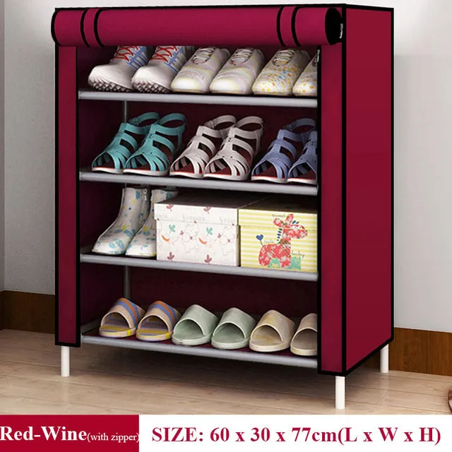 Simple Dustproof Shoe Cabinet Nonwoven Home Dorm Assembled Shoe Storage Organizer Enteryway Zipper Closure Shoe Rack Shoe Shelf