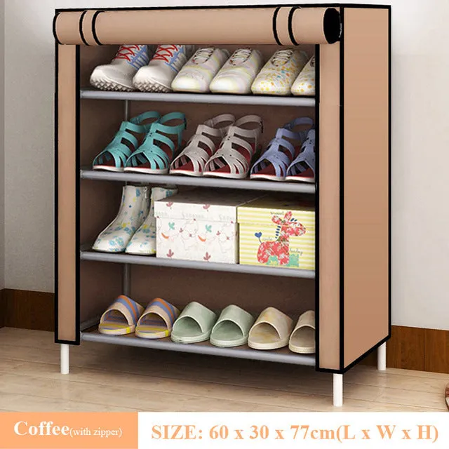 Simple Dustproof Shoe Cabinet Nonwoven Home Dorm Assembled Shoe Storage Organizer Enteryway Zipper Closure Shoe Rack Shoe Shelf