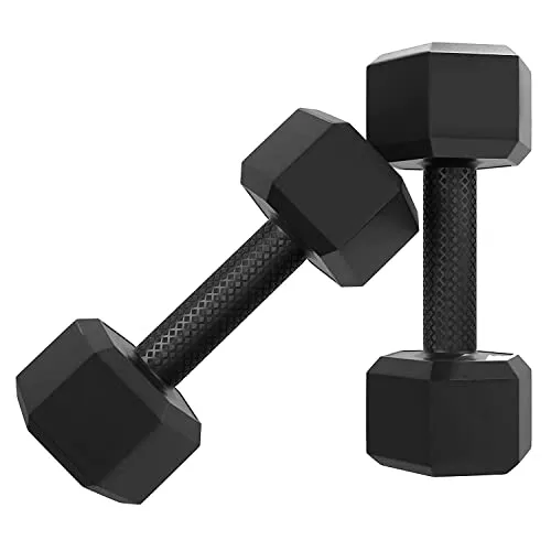 Star X Hexa PVC 2KG Dumbbell Set for Home Gym Workout, Dumbells for Fitness (Black Hexa 2KG x 2 Dumbbell (4KG))