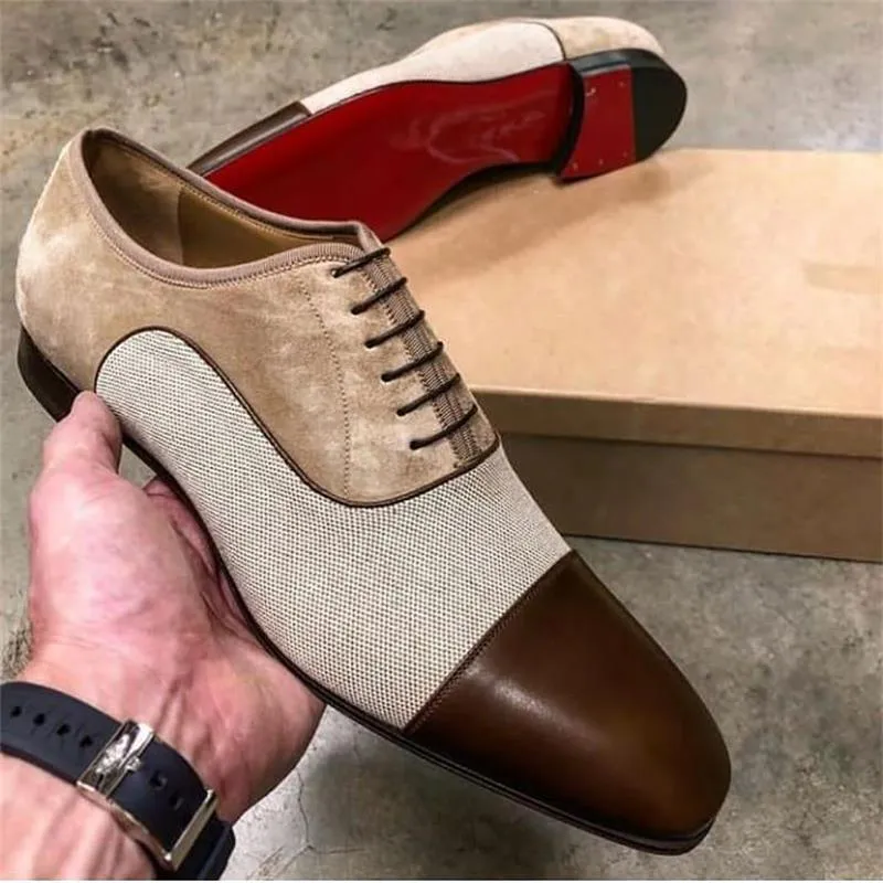 Stitching Color Lace-Up Oxford Shoes