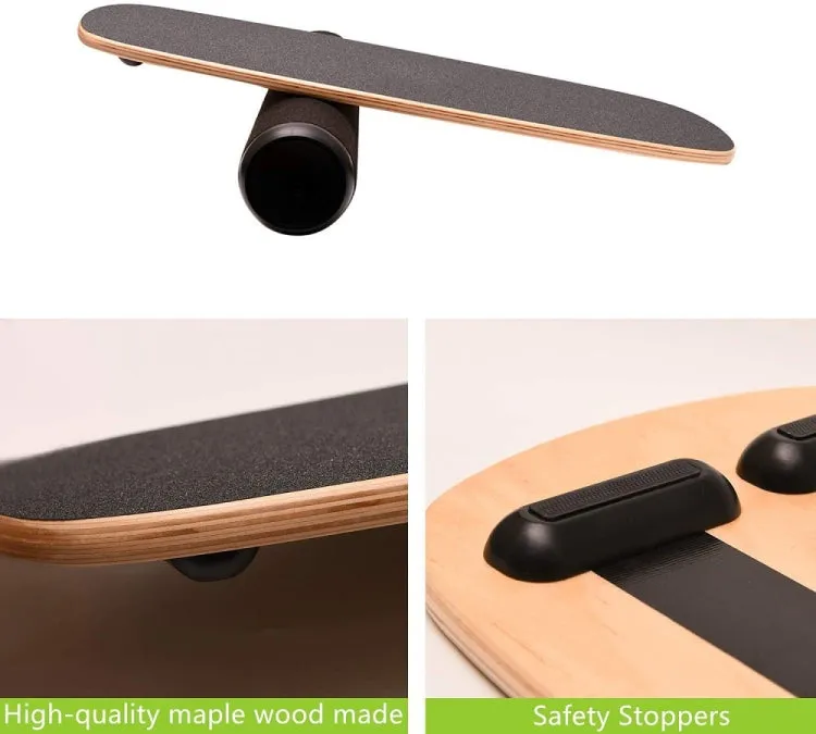 Surfing Ski Balance Board Roller Wooden Yoga Board, Specification: 04B Black Sand