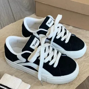 TAVIMART  -  Black Platform Sneakers Woman Vulcanize Shoes Casual School Sports Flats Vintage Harajuku Korean Designer Footwear