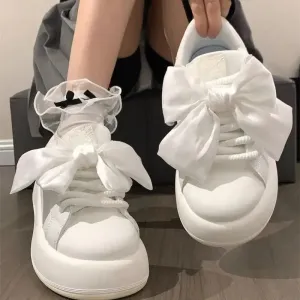 TAVIMART  -  Kawaii Bow White Sneakers for Women Platform Sports Shoes Tennis Female Flats Spring Summer 2024 Vintage Cute Korean Fashion