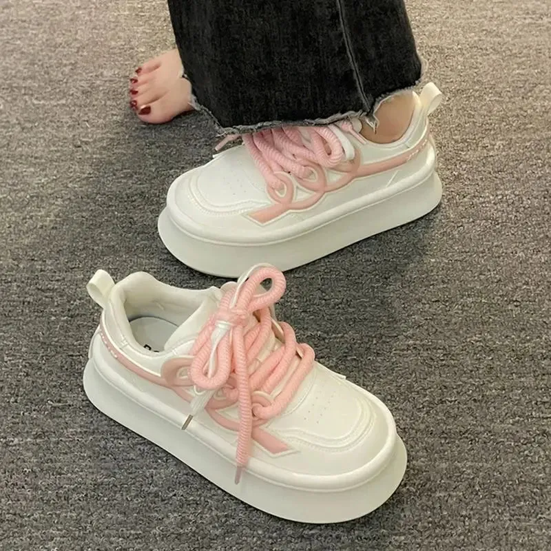 TAVIMART  -  White Sneakers Women Platform Shoes Sports Kawaii Spring Summer 2024 Casual Tennis Female Skateboard Flats Korean Vulcanize