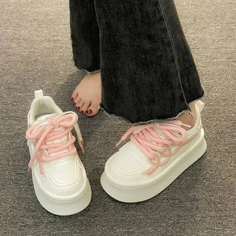 TAVIMART  -  White Sneakers Women Platform Shoes Sports Kawaii Spring Summer 2024 Casual Tennis Female Skateboard Flats Korean Vulcanize