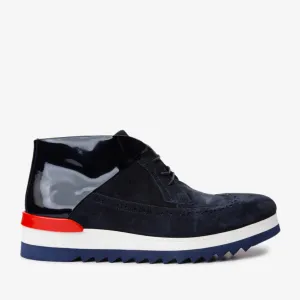 The Kagan Navy Blue Wingtip Chukka Men Sneaker Boot