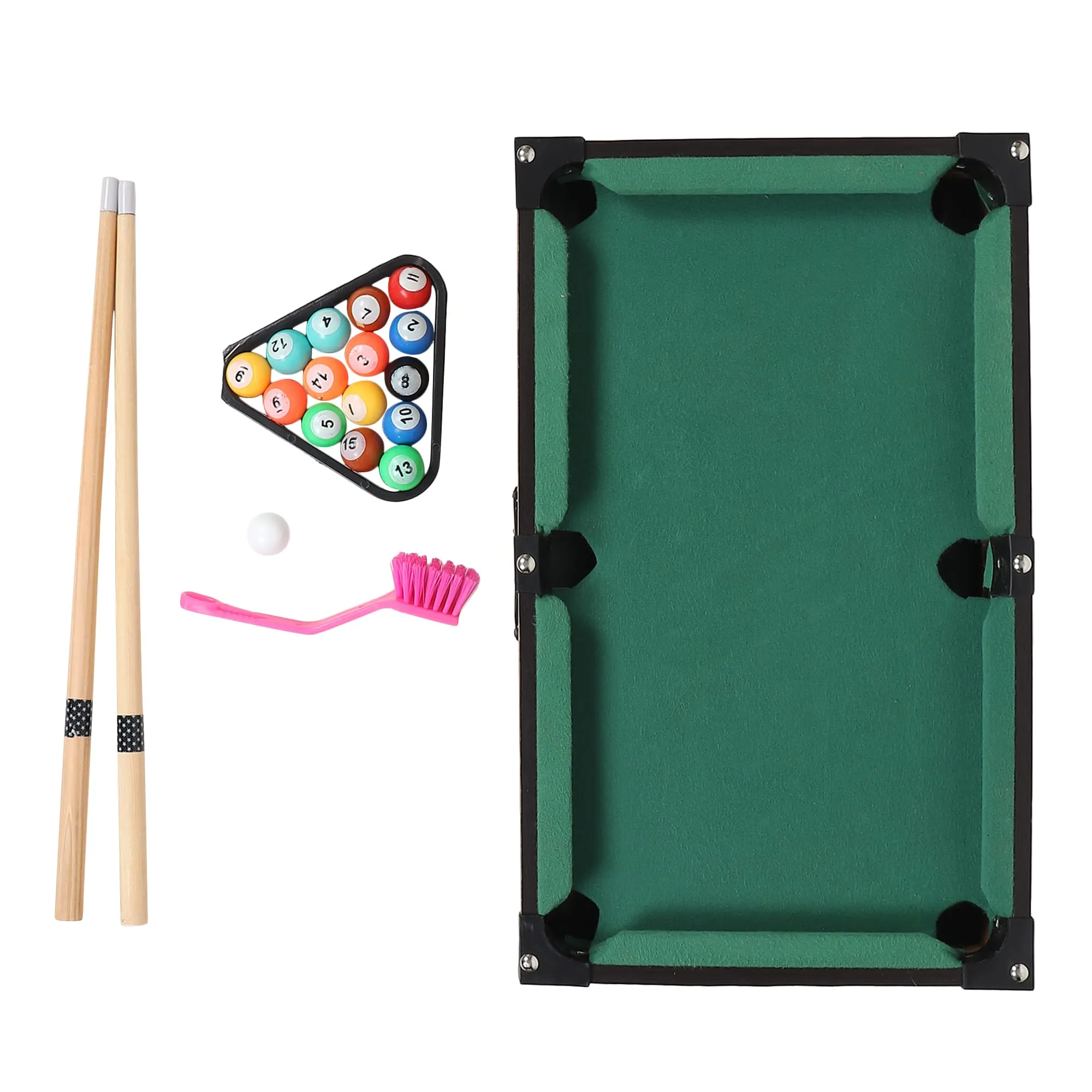 ToyMart Wooden Mini Table Top Snooker Table/Billiard Pool Table Game with 2 Sticks & 16 Balls for Kids