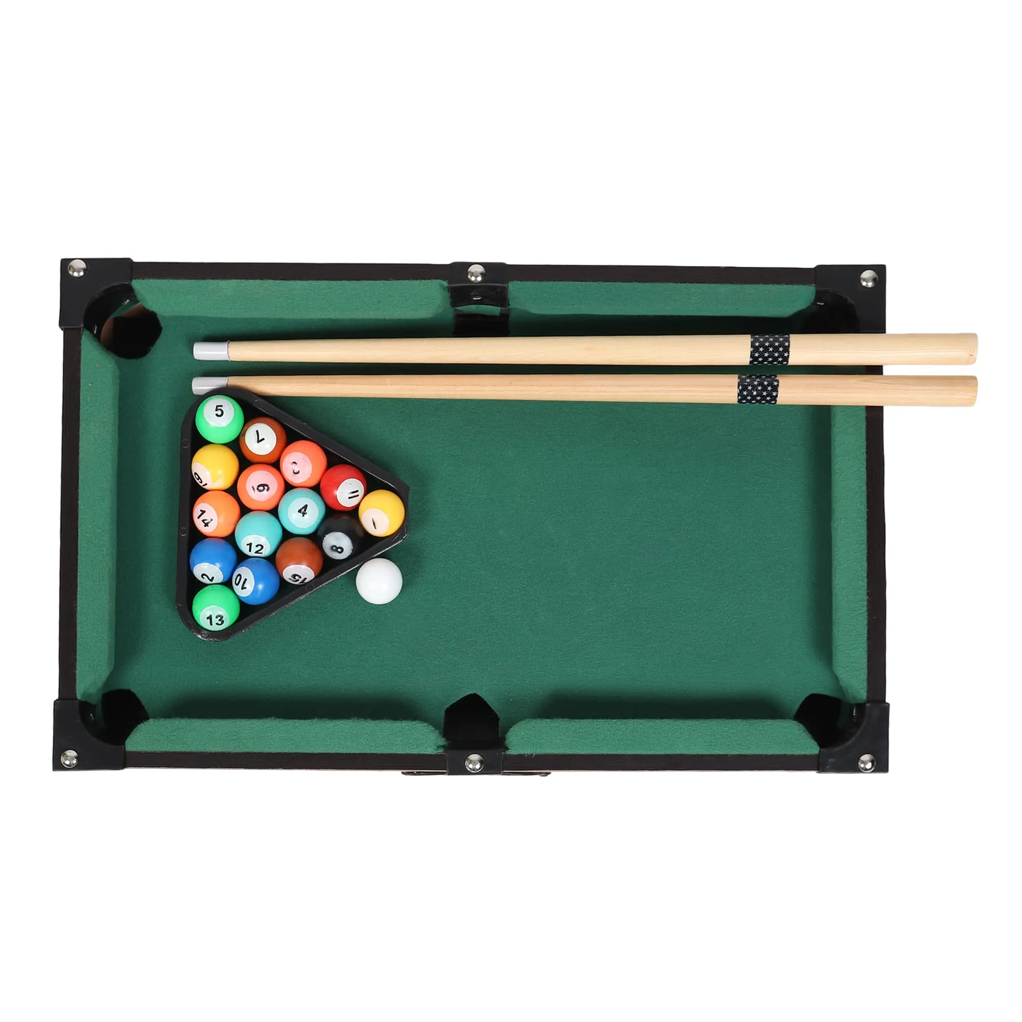 ToyMart Wooden Mini Table Top Snooker Table/Billiard Pool Table Game with 2 Sticks & 16 Balls for Kids