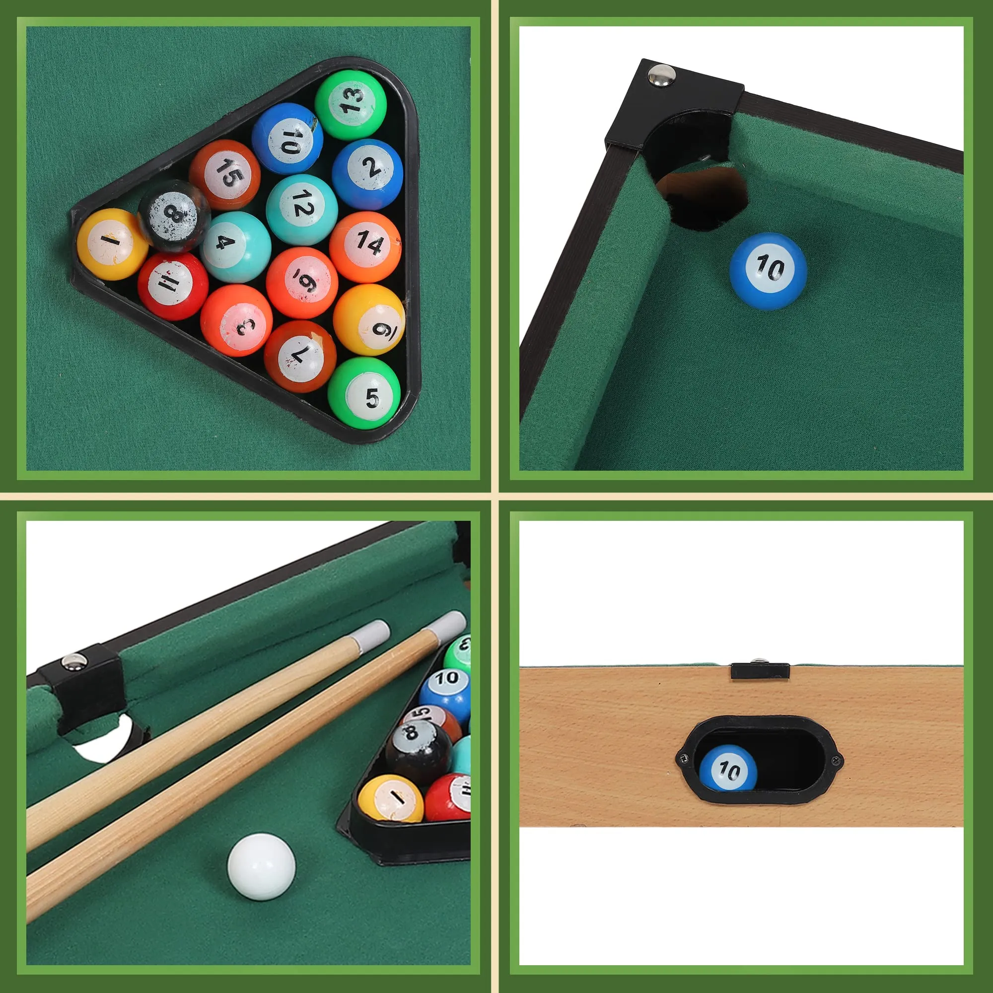 ToyMart Wooden Mini Table Top Snooker Table/Billiard Pool Table Game with 2 Sticks & 16 Balls for Kids