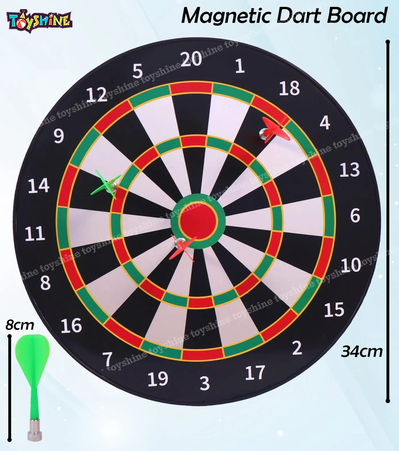 Toyshine Round Magnetic Dartboard Board Game Set - Bullseye Dartboard,13 Inch Board with 6 pcs Safe Darts