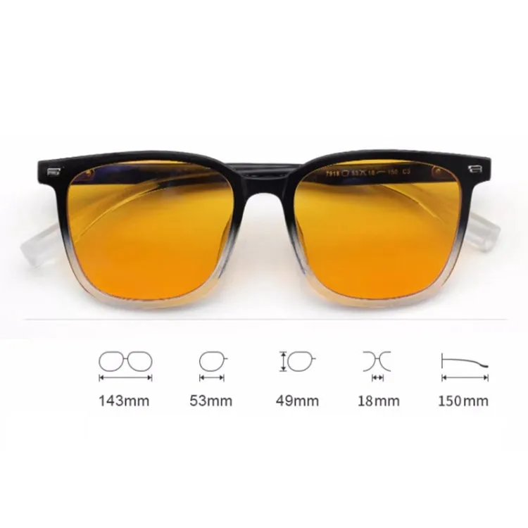 Watching Cell Phone Playing Games Anti-Blue Light Glasses Postoperative Flat Glasses, Color: Gradual Black Frame Light Yellow To Gray Lens