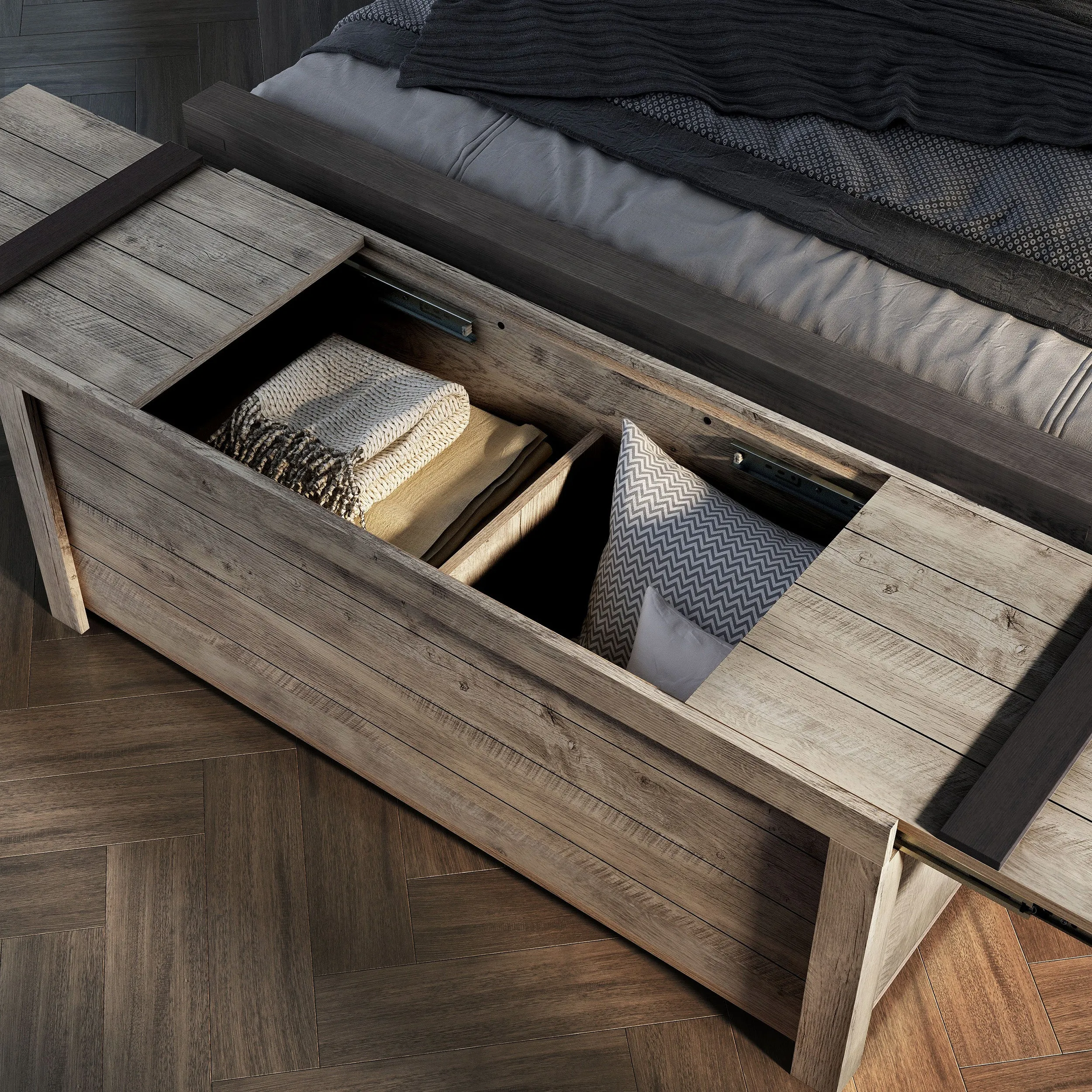 Welforn Rustic Brown Plank-style Storage Bench