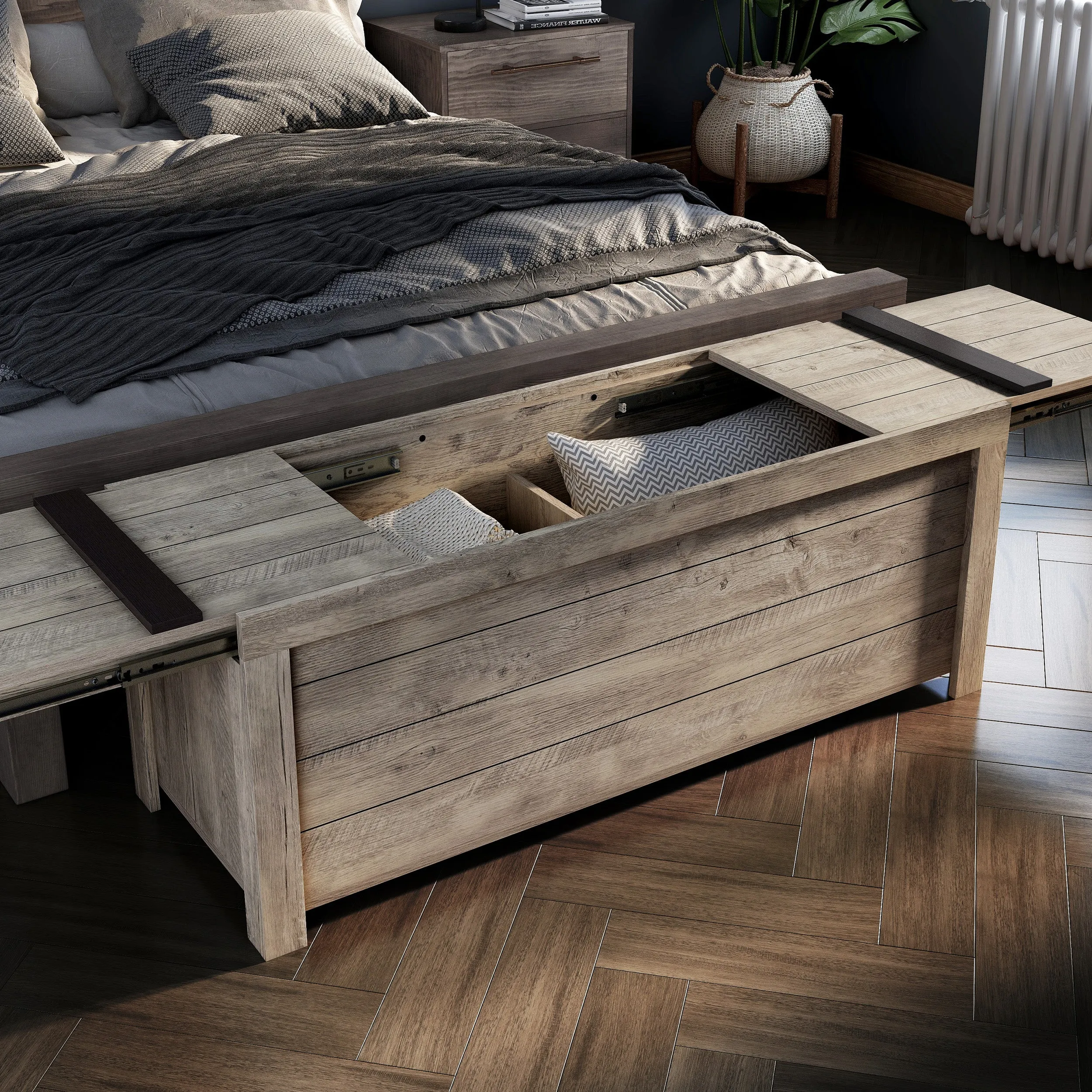 Welforn Rustic Brown Plank-style Storage Bench