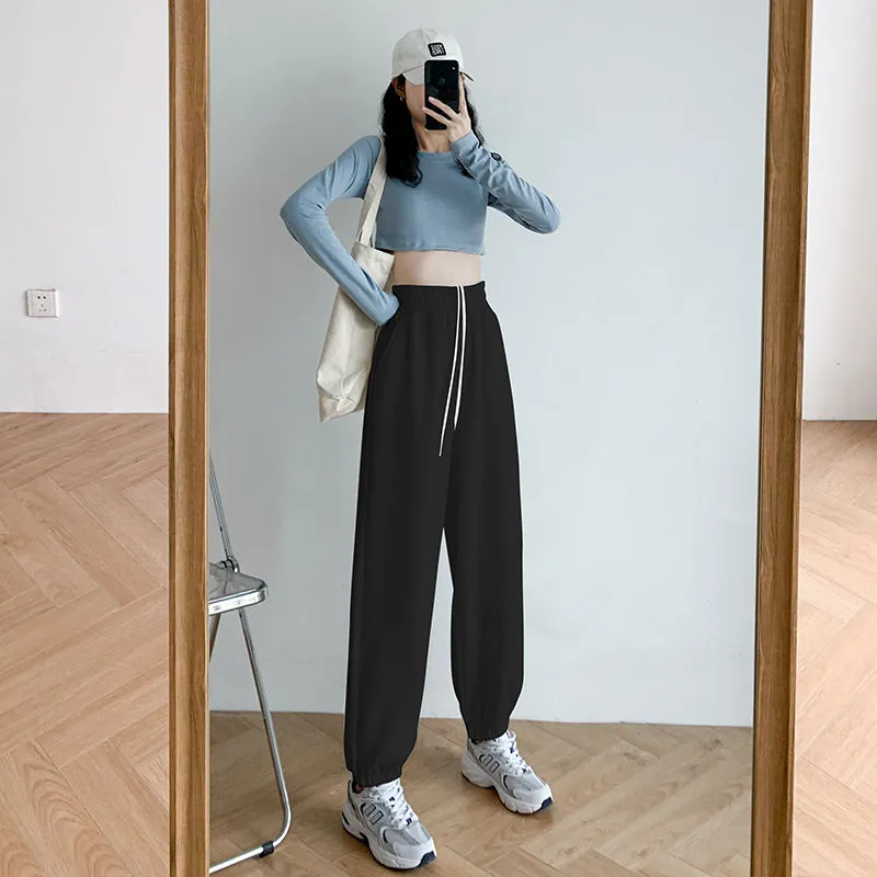 Wenkouban White Jogging Sweatpants Women Baggy Korean Style Joggers Sports Pants Harajuku Oversize Black Sweat Wide Trousers Female