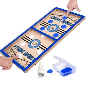 Whistle International 24 Professional Large Size Fast | Faster | Fastest Finger First String Hockey Sling Puck Indoor Board Games & Toys For Kids Children Adults & Family. (Blue)