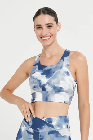 Women Blue Printed Sports Bra