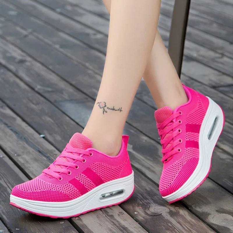 Women Platform Sneakers Lightweight Air Cushion Gym Fashion Shoes Breathable Walking Running Athletic Sport