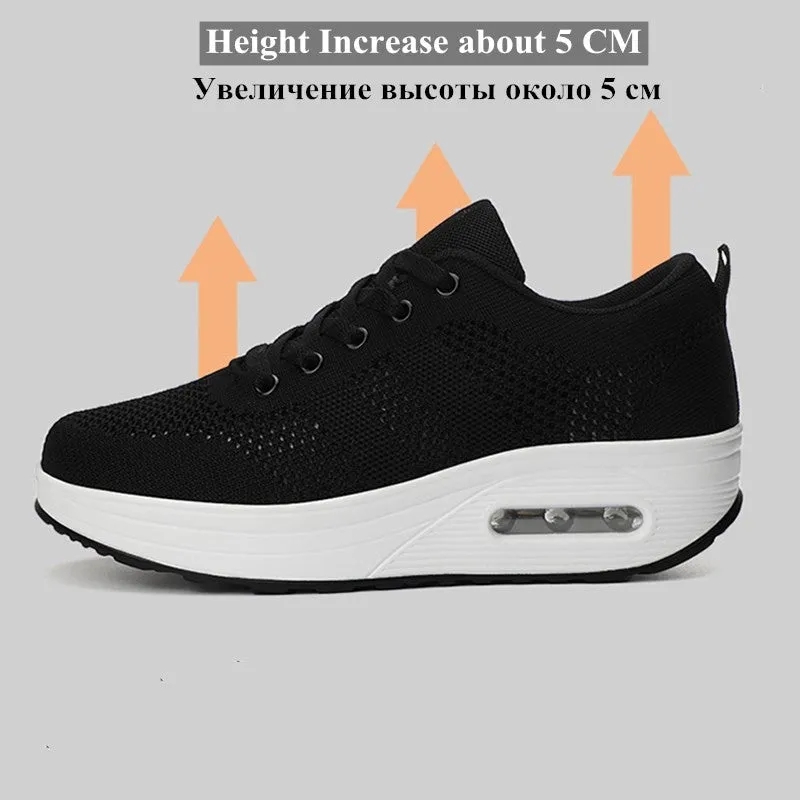 Women Platform Sneakers Lightweight Air Cushion Gym Fashion Shoes Breathable Walking Running Athletic Sport