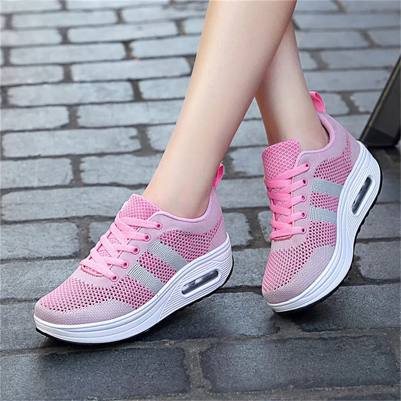 Women Platform Sneakers Lightweight Air Cushion Gym Fashion Shoes Breathable Walking Running Athletic Sport