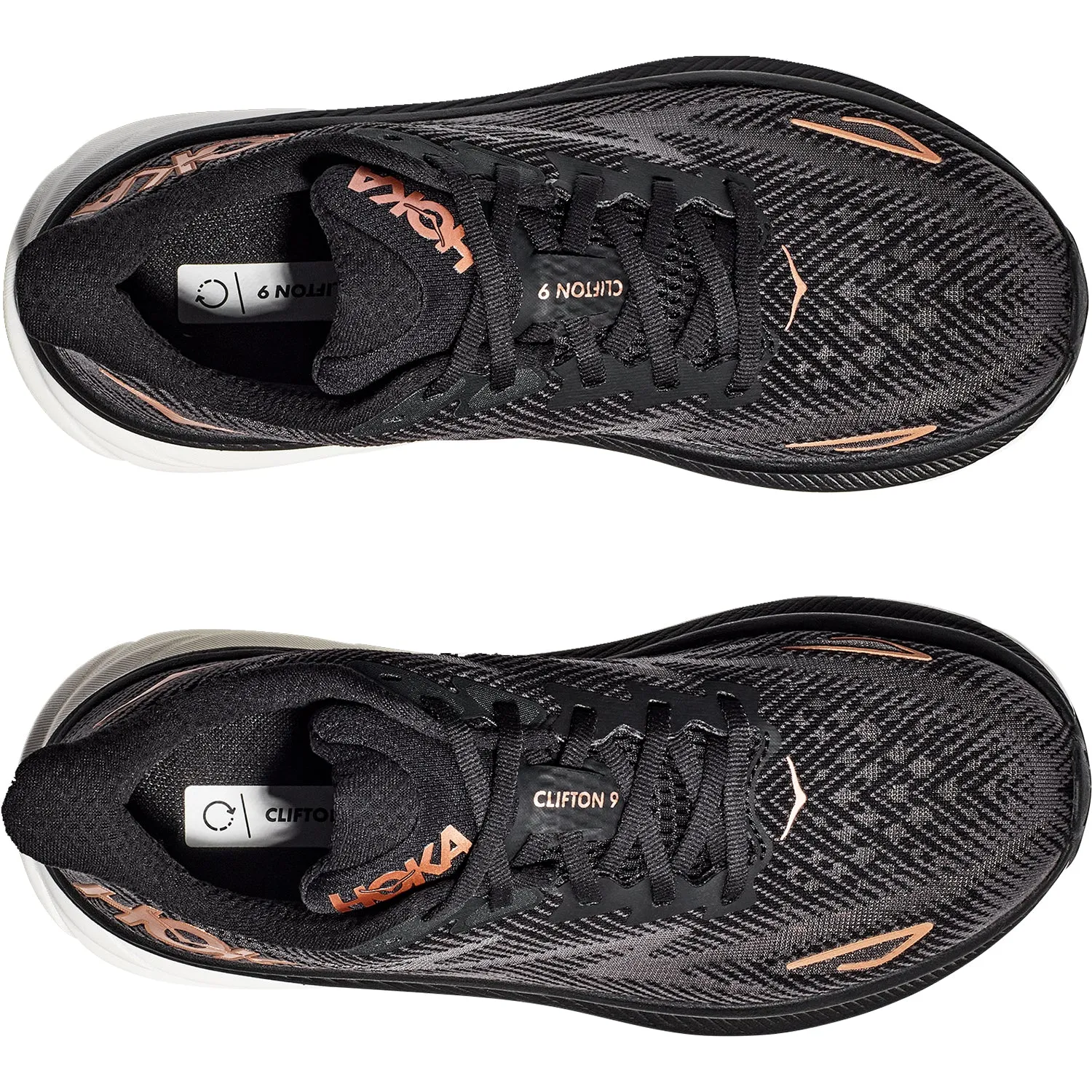 Women's Hoka Clifton 9 Black/Copper Mesh