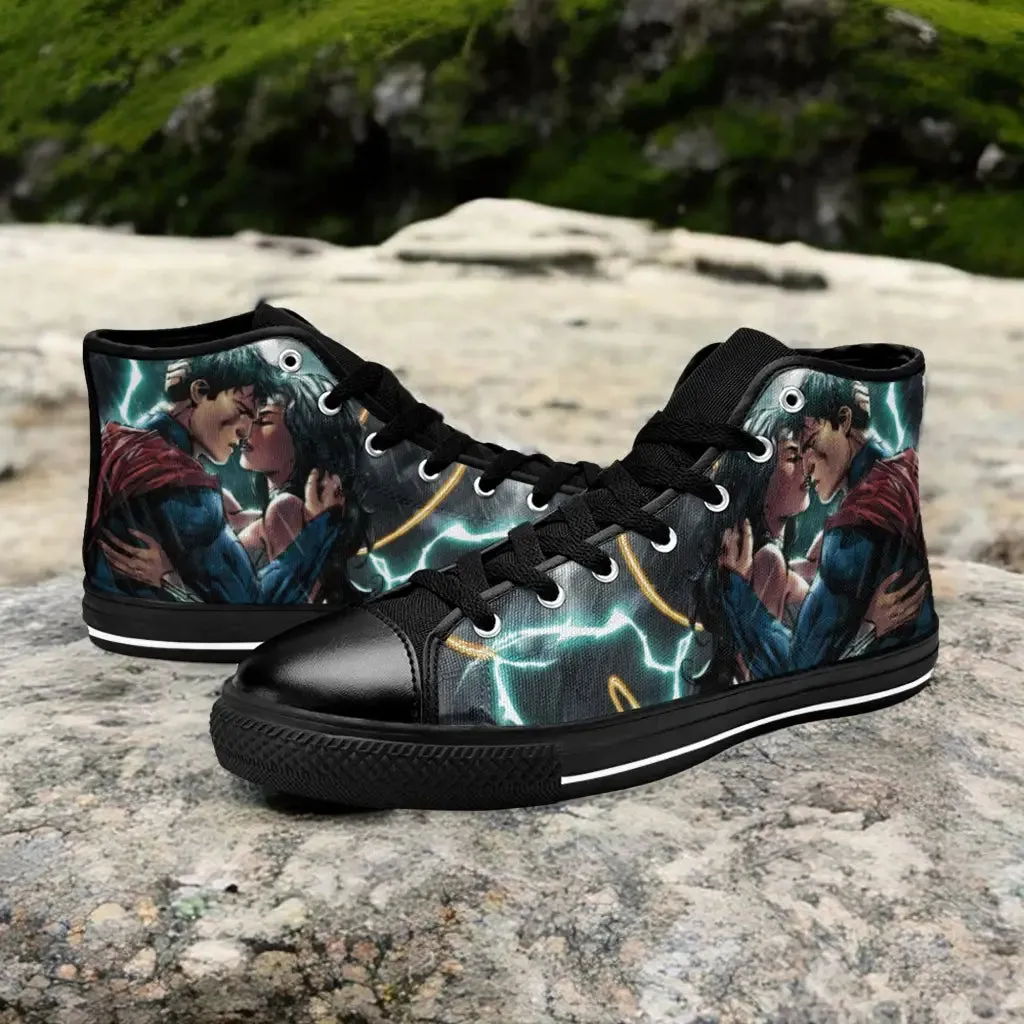 Wonder Women Kiss Superman Shoes High Top Sneakers for Kids and Adults