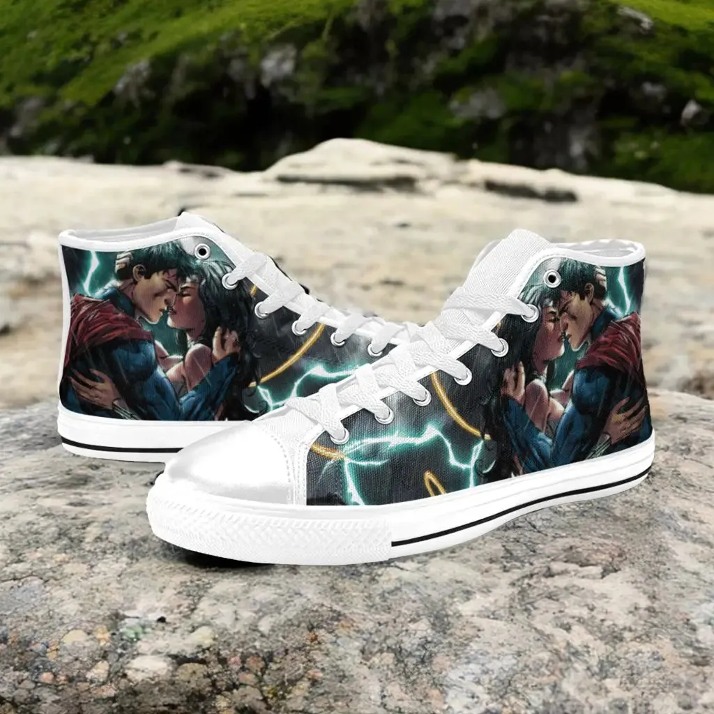 Wonder Women Kiss Superman Shoes High Top Sneakers for Kids and Adults