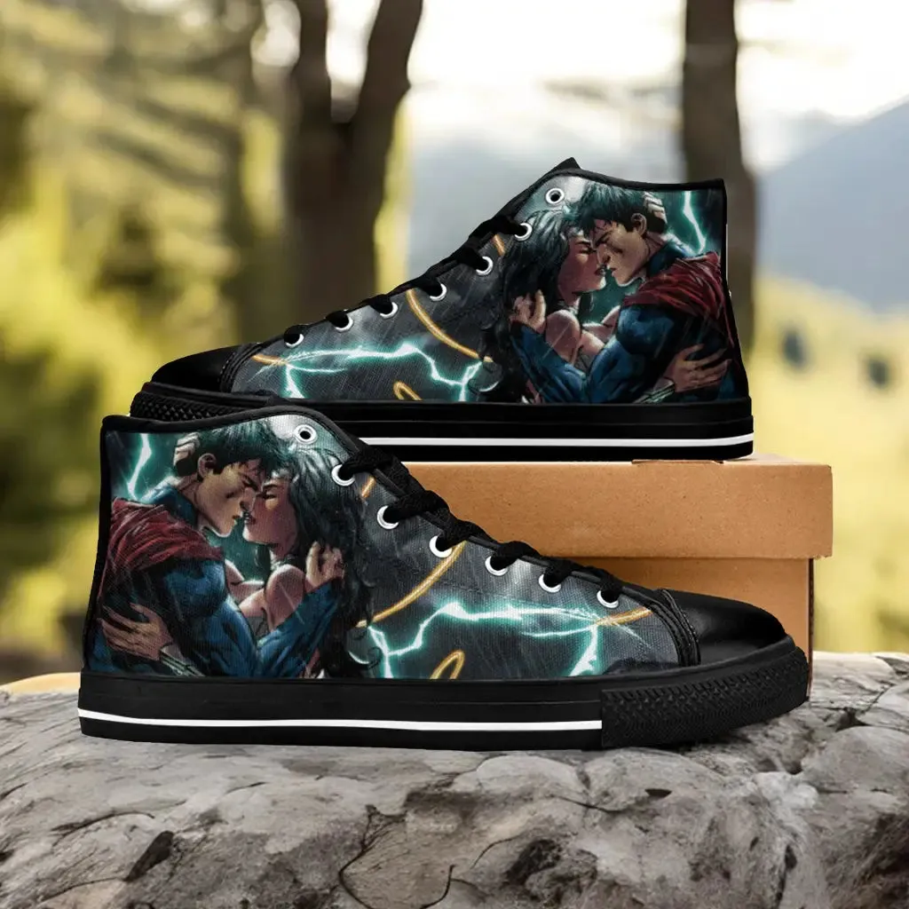 Wonder Women Kiss Superman Shoes High Top Sneakers for Kids and Adults