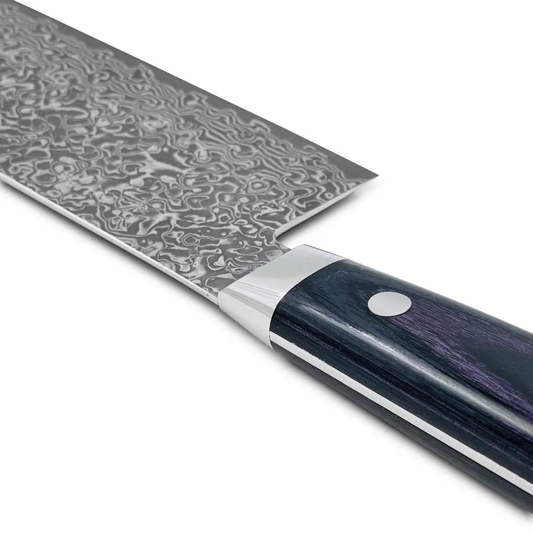 Yoshimi Kato VG-10 Nickel Damascus Nakiri 165mm (6.5") Dark Purple Handle